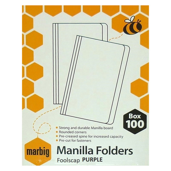 Marbig Manilla Folder Foolscap Purple Box of 100