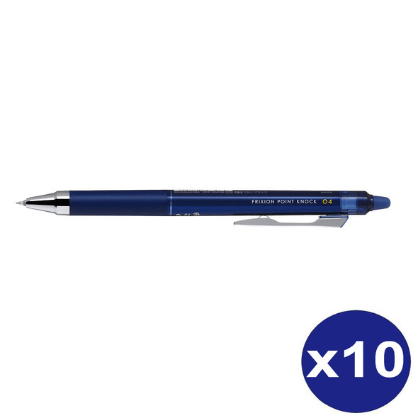 Pilot FriXion Point Knock Erasable Retractable Gel Pen 0.4mm Blue Black Box of 10