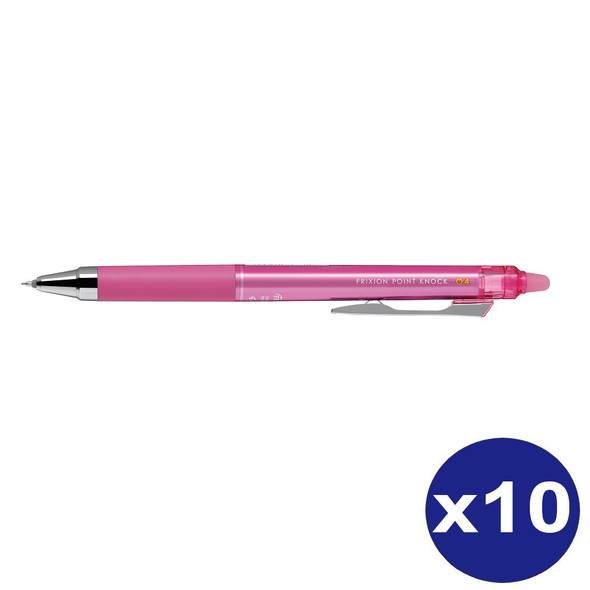 Pilot FriXion Point Knock Erasable Retractable Gel Pen 0.4mm Pink Box of 10