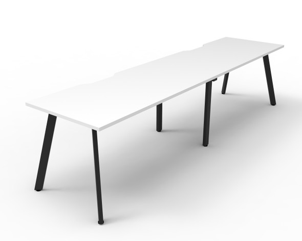 Rapidline Eternity Single Sided 2 Person Workstation 1500 x 750mm Natural White / Black Satin
