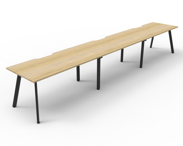 Rapidline Eternity Single Sided 3 Person Workstation 1200 x 750mm Natural Oak / Black Satin