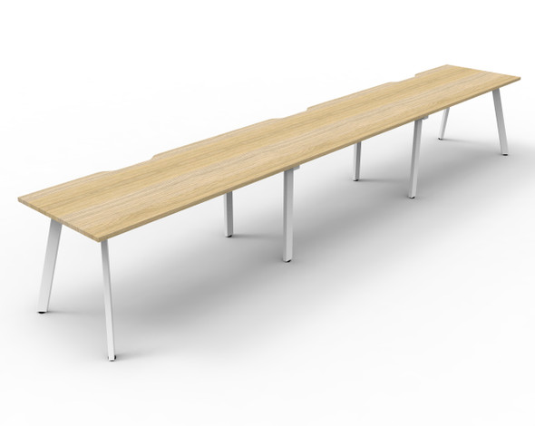 Rapidline Eternity Single Sided 3 Person Workstation 1500 x 750mm Natural Oak / White Satin