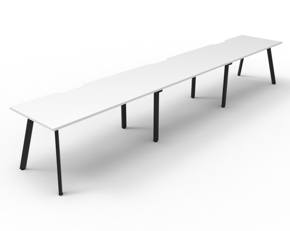 Rapidline Eternity Single Sided 3 Person Workstation 1800 x 750mm Natural White / Black Satin