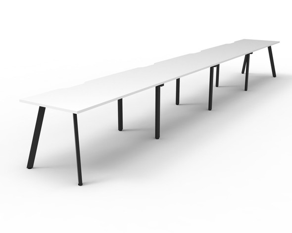 Rapidline Eternity Single Sided 4 Person Workstation 1200 x 750mm Natural White / Black Satin