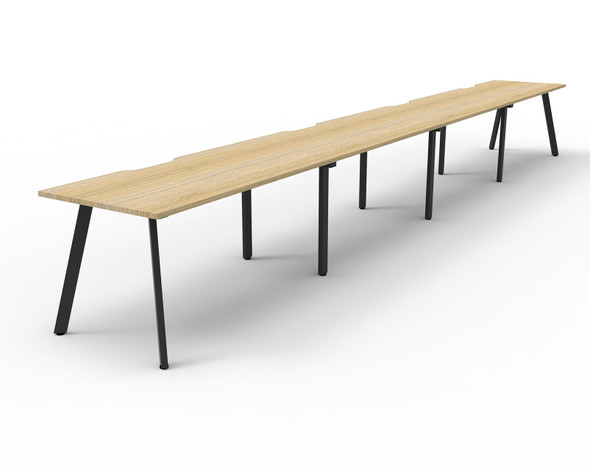 Rapidline Eternity Single Sided 4 Person Workstation 1800 x 750mm Natural Oak / Black Satin