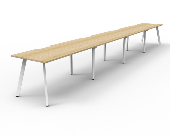 Rapidline Eternity Single Sided 4 Person Workstation 1800 x 750mm Natural Oak / White Satin