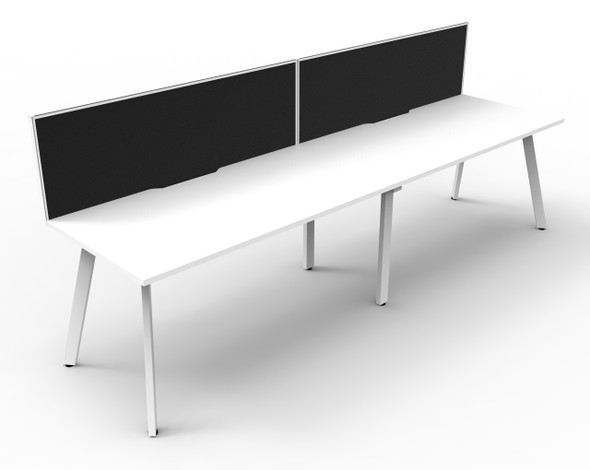 Rapidline Eternity Single Sided 2 Person Workstation 1200 x 750mm with Screen Natural White / White Satin