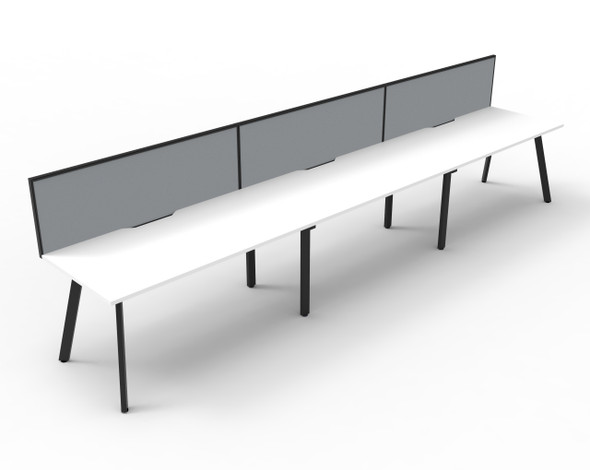 Rapidline Eternity Single Sided 3 Person Workstation 1800 x 750mm with Screen Natural White / Black Satin