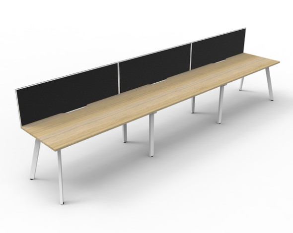 Rapidline Eternity Single Sided 3 Person Workstation 1800 x 750mm with Screen Natural Oak / White Satin