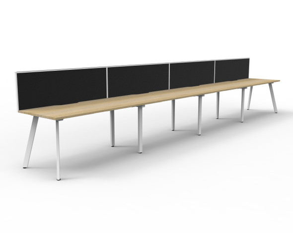 Rapidline Eternity Single Sided 4 Person Workstation 1500 x 750mm with Screen Natural Oak / White Satin