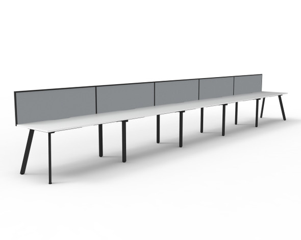 Rapidline Eternity Single Sided 5 Person Workstation 1200 x 750mm with Screen Natural White / Black Satin