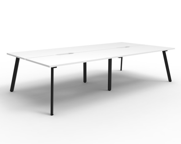 Rapidline Eternity Back to Back 4 Person Workstation 1200 x 750mm Natural White / Black Satin