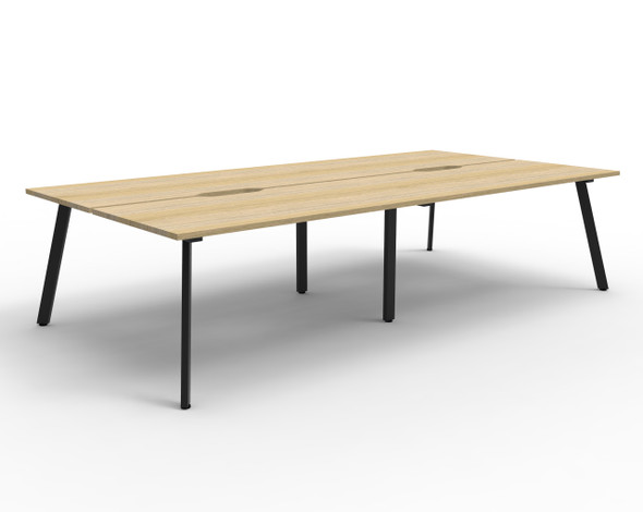 Rapidline Eternity Back to Back 4 Person Workstation 1800 x 750mm Natural Oak / Black Satin