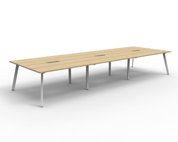 Rapidline Eternity Back to Back 6 Person Workstation 1800 x 750mm Natural Oak / White Satin