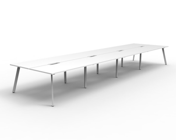 Rapidline Eternity Back to Back 8 Person Workstation 1500 x 750mm Natural White / White Satin