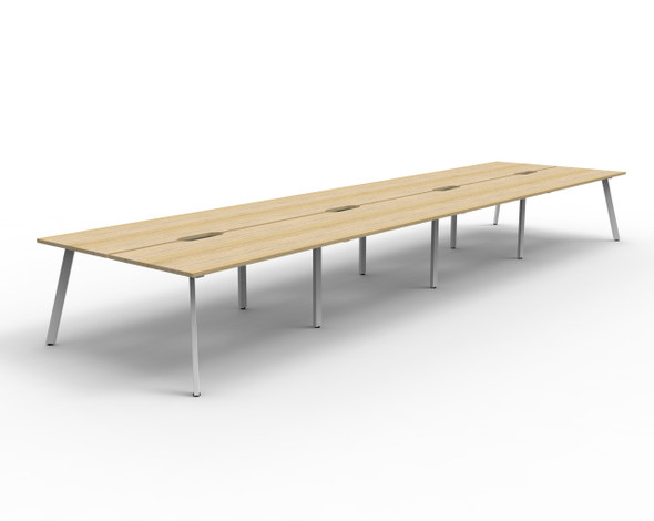 Rapidline Eternity Back to Back 8 Person Workstation 1500 x 750mm Natural Oak / White Satin