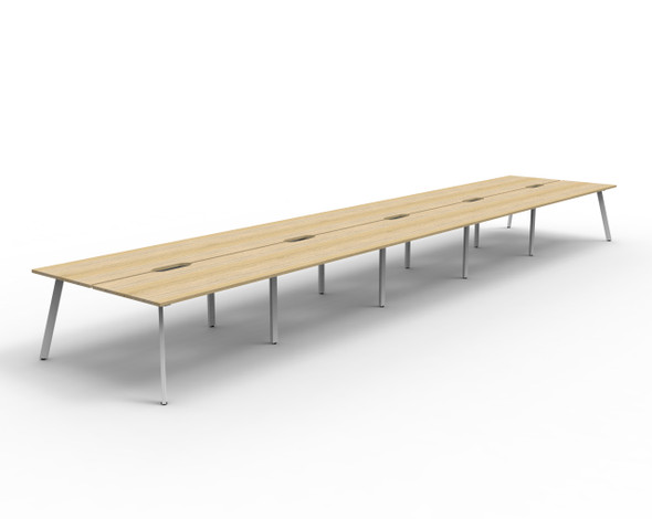 Rapidline Eternity Back to Back 10 Person Workstation 1800 x 750mm Natural Oak / White Satin