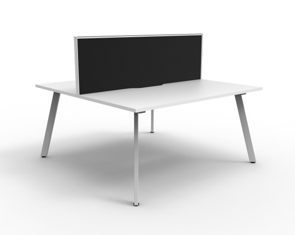 Rapidline Eternity Back to Back 2 Person Workstation 1200 x 750mm with Screen Natural White / White Satin