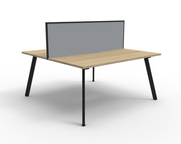 Rapidline Eternity Back to Back 2 Person Workstation 1500 x 750mm with Screen Natural Oak / Black Satin
