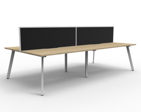 Rapidline Eternity Back to Back 4 Person Workstation 1200 x 750mm with Screen Natural Oak / White Satin