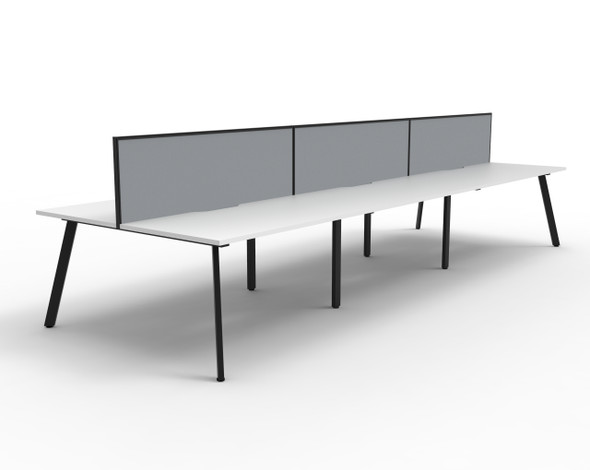 Rapidline Eternity Back to Back 6 Person Workstation 1200 x 750mm with Screen Natural White / Black Satin