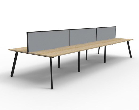 Rapidline Eternity Back to Back 6 Person Workstation 1200 x 750mm with Screen Natural Oak / Black Satin
