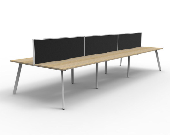 Rapidline Eternity Back to Back 6 Person Workstation 1800 x 750mm with Screen Natural Oak / White Satin
