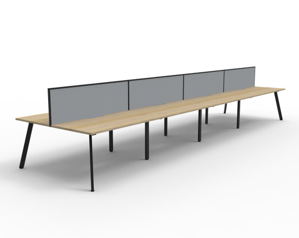 Rapidline Eternity Back to Back 8 Person Workstation 1200 x 750mm with Screen Natural Oak / Black Satin