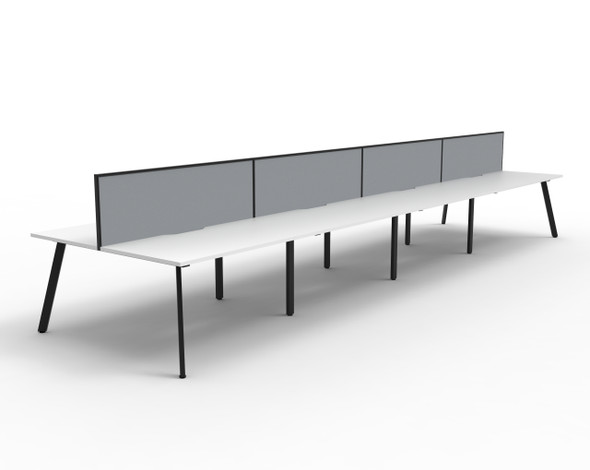 Rapidline Eternity Back to Back 8 Person Workstation 1800 x 750mm with Screen Natural White / Black Satin