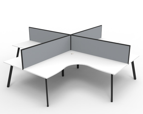 Rapidline Eternity Leg Corner Workstation 1800 x 1800 x 750mm with Screen Natural White / Black Satin