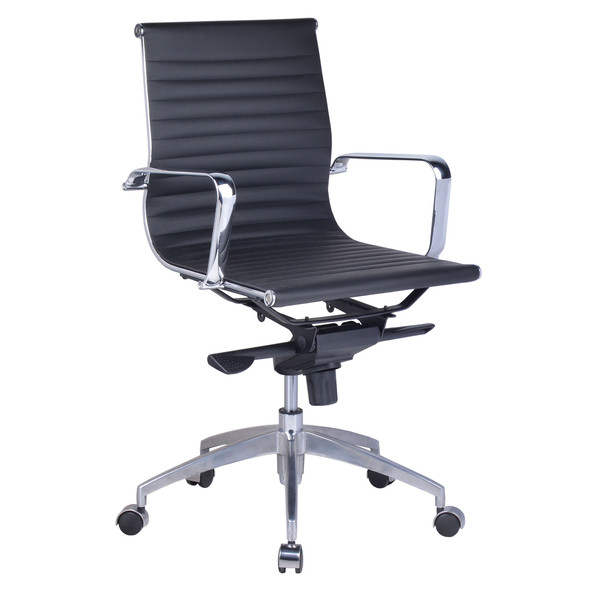 Rapidline PU605M Medium Back Executive Chair Black PU / Chrome Base