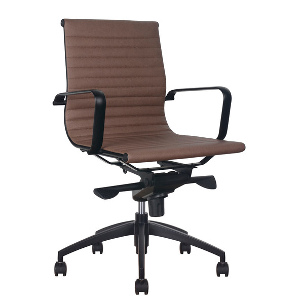 Rapidline PU605M Medium Back Executive Chair with Arms Tan PU / Black Base
