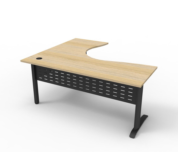 Rapidline Deluxe Rapid Span Corner Workstation 1800 x 1500 x 750mm Natural Oak / Black Satin