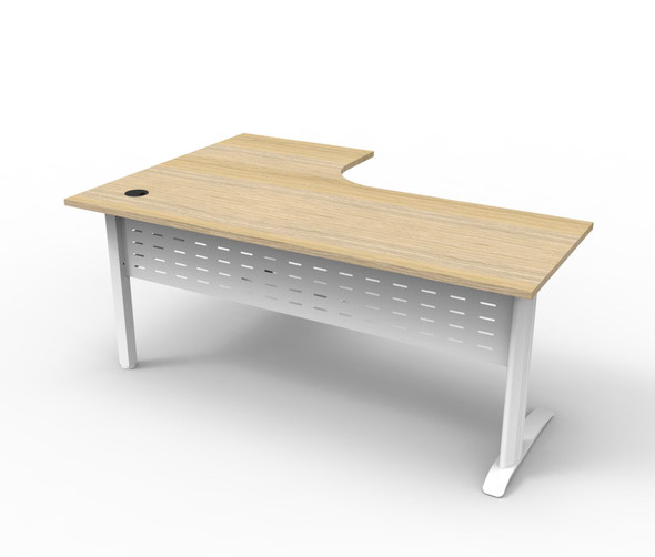 Rapidline Deluxe Rapid Span Corner Workstation 1800 x 1200 x 750mm Natural Oak / White Satin