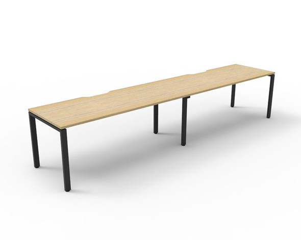 Rapidline Deluxe Infinity Single Sided 2 Person Workstation Profile Leg 1200 x 750mm Natural Oak / Black Satin