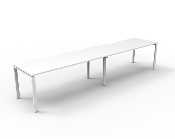 Rapidline Deluxe Infinity Single Sided 2 Person Workstation Profile Leg 1500 x 750mm Natural White / White Satin