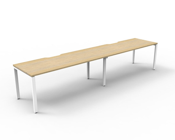 Rapidline Deluxe Infinity Single Sided 2 Person Workstation Profile Leg 1500 x 750mm Natural Oak / White Satin