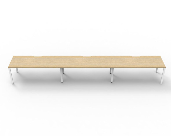 Rapidline 3 Person Workstation Deluxe Infinity Single Sided Profile Leg 1200 x 750mm Natural Oak / White Satin