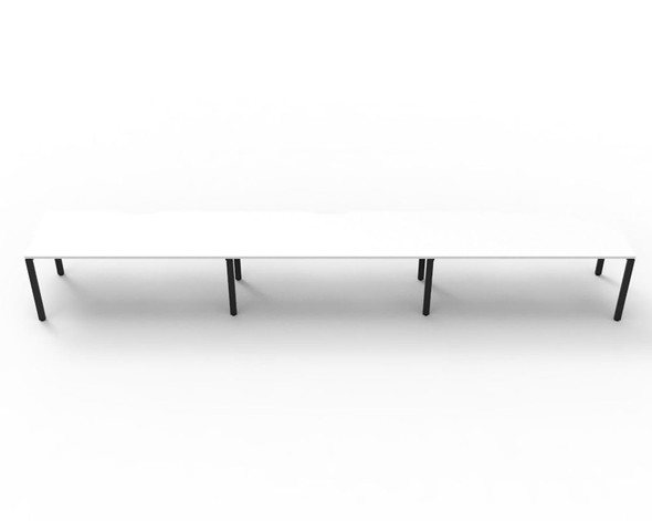 Rapidline 3 Person Workstation Deluxe Infinity Single Sided Profile Leg 1800 x 750mm Natural White / Black Satin