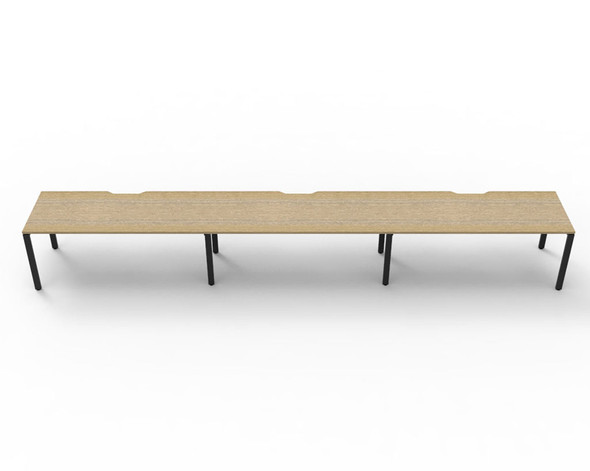 Rapidline 3 Person Workstation Deluxe Infinity Single Sided Profile Leg 1800 x 750mm Natural Oak / Black Satin