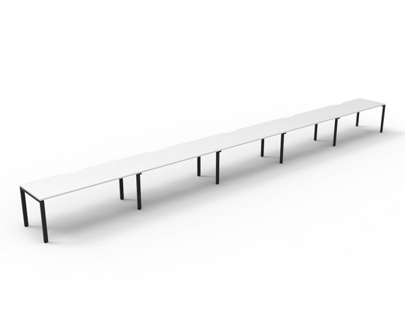 Rapidline Deluxe Infinity Single Sided 5 Person Workstation Profile Leg 1200 x 750mm Natural White / Black Satin