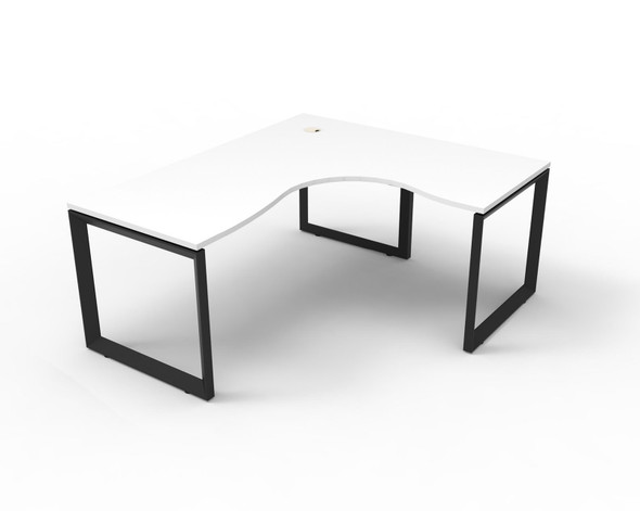Rapidline Deluxe Rapid Infinity Corner Workstation Loop Leg 1500 x 1500 x 750mm Natural White / Black Satin