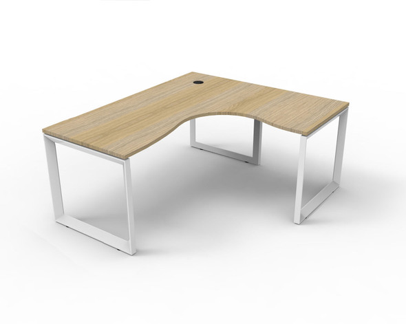 Rapidline Deluxe Rapid Infinity Corner Workstation Loop Leg 1500 x 1500 x 750mm Natural Oak / White Satin