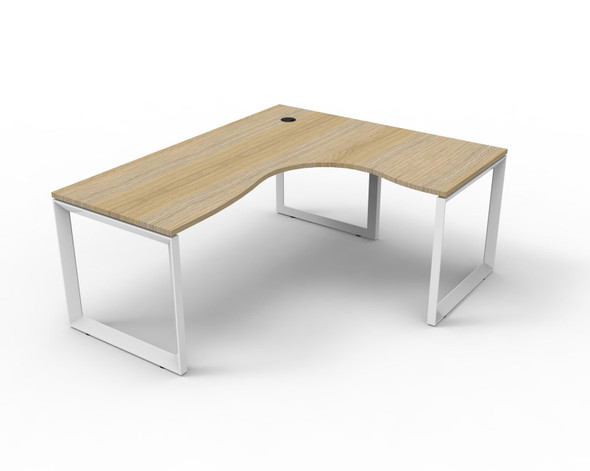 Rapidline Deluxe Rapid Infinity Corner Workstation Loop Leg 1800 x 1500 x 750mm Natural Oak / White Satin