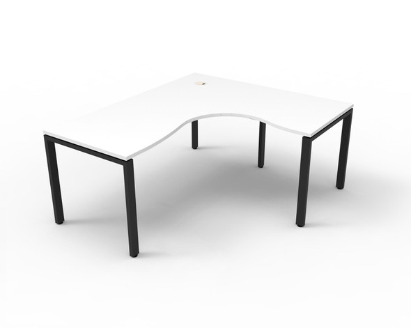 Rapidline Deluxe Infinity Corner Workstation 1500 x 1500 x 750mm Natural White / Black Satin