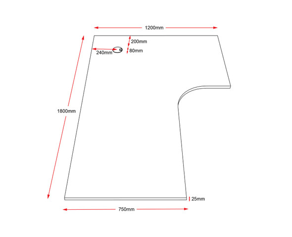 Rapidline Corner Workstation Top Only 1800 x 1200 x 750 x 25mm Natural White