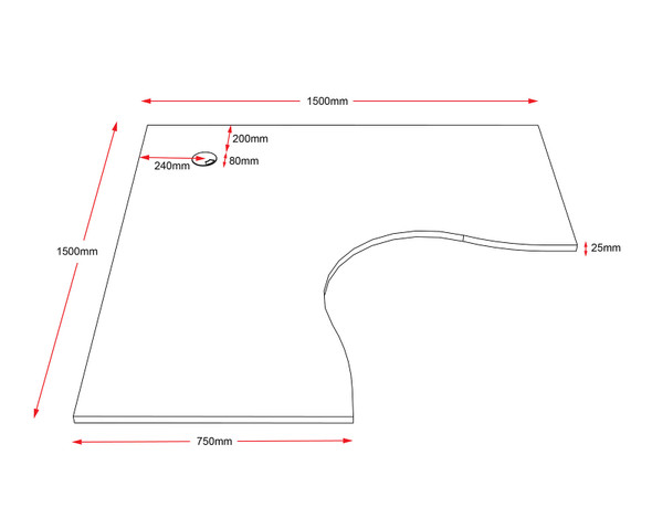 Rapidline Corner Workstation Top Only 1500 x 1500 x 750 x 25mm Natural Oak