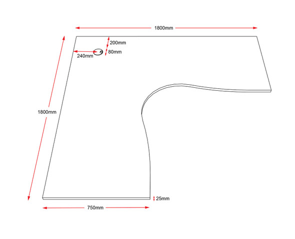 Rapidline Corner Workstation Top Only 1800 x 1800 x 750 x 25mm Natural Oak