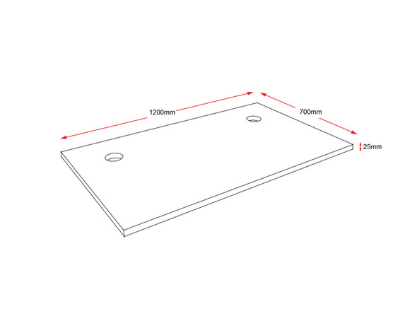 Rapidline Rectangle Table Top Only 1200 x 700 x 25mm with 2 Cable Port Beech