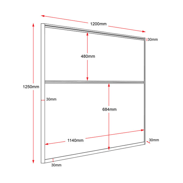Rapidline Rapid Span Screen Grey Upholstery 1200 x 30 x 1250mm